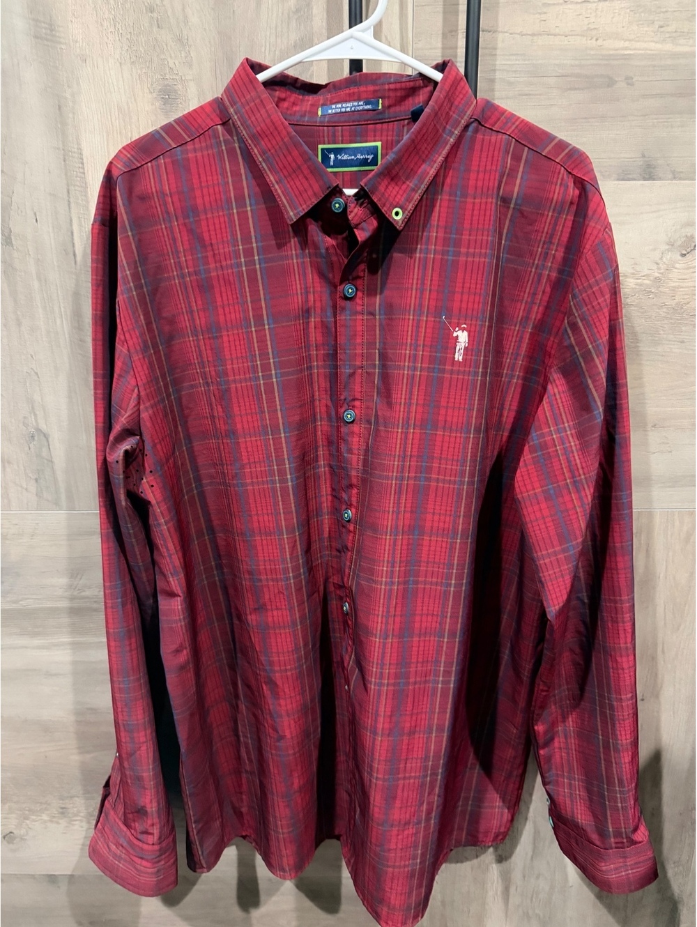 William Murray Men's Red Plaid Long Sleeve Golf Button-Down Shirt Size XL [COPY]